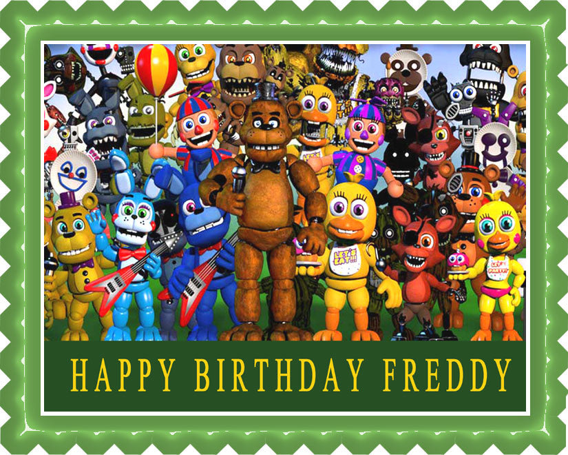 Fnaf World 2 Edible Birthday Cake Topper OR Cupcake Topper, Decor