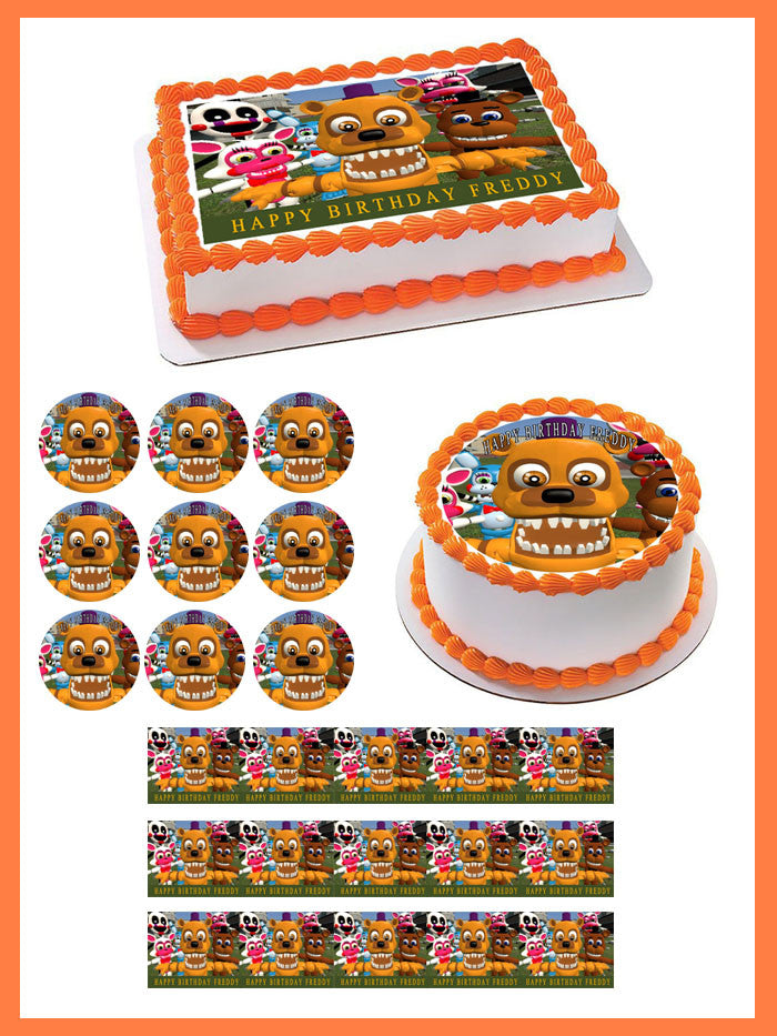 Fnaf World 3 Edible Birthday Cake Topper OR Cupcake Topper, Decor