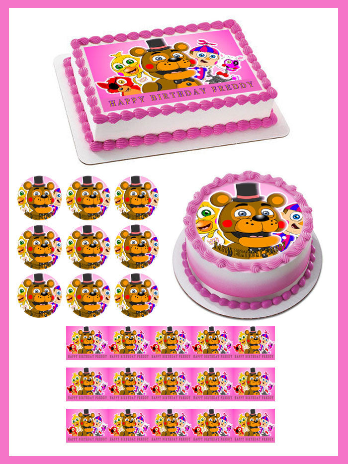Fnaf World 1 Edible Birthday Cake Topper OR Cupcake Topper, Decor