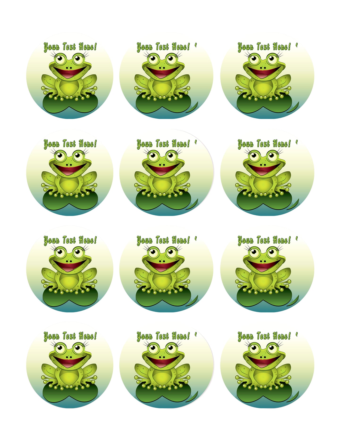 Frog - Edible Cake Topper, Cupcake Toppers, Strips