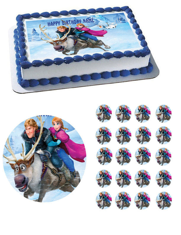 FROZEN 6 Edible Birthday Cake Topper OR Cupcake Topper, Decor - Edible Prints On Cake (Edible Cake &Cupcake Topper)