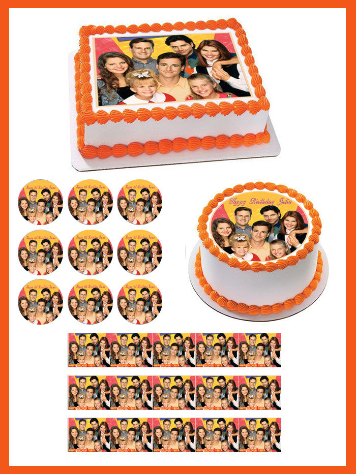 Full House Edible Birthday Cake Topper OR Cupcake Topper, Decor