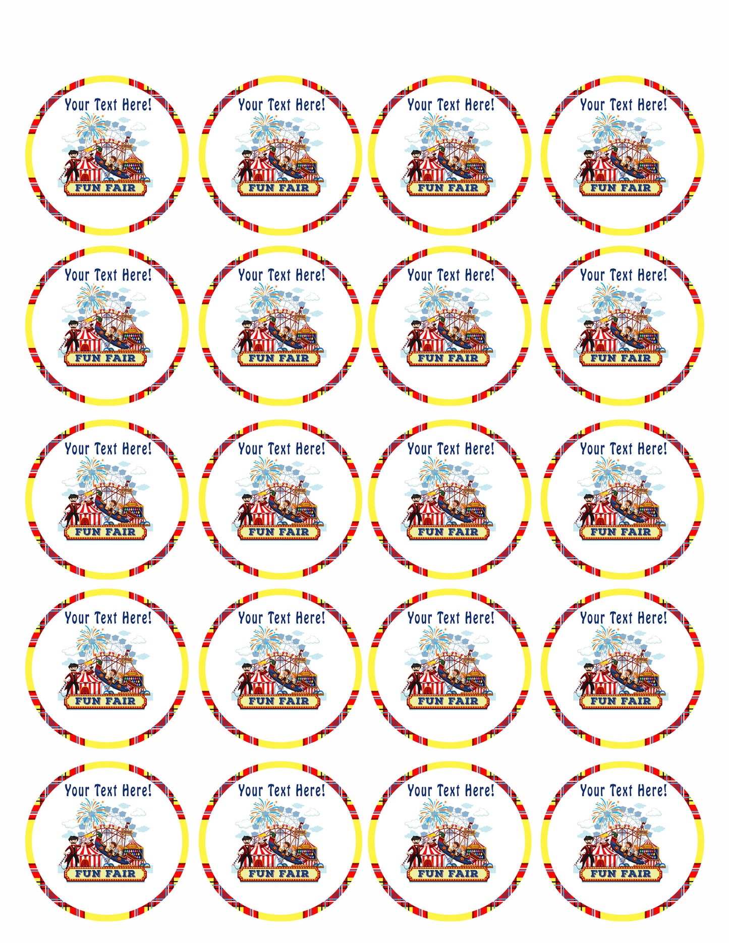 Fun Fair Rides - Edible Cake Topper, Cupcake Toppers, Strips