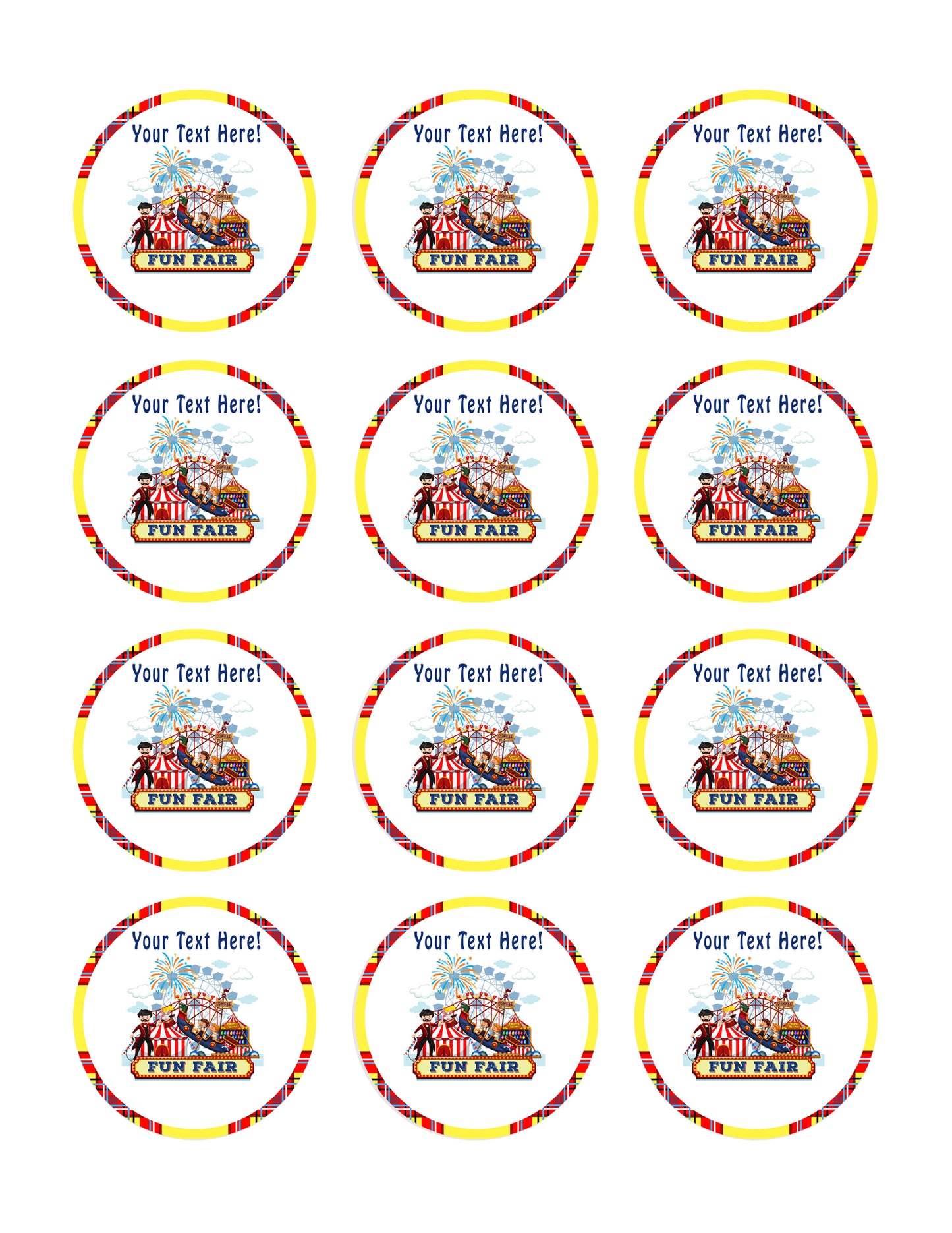 Fun Fair Rides - Edible Cake Topper, Cupcake Toppers, Strips