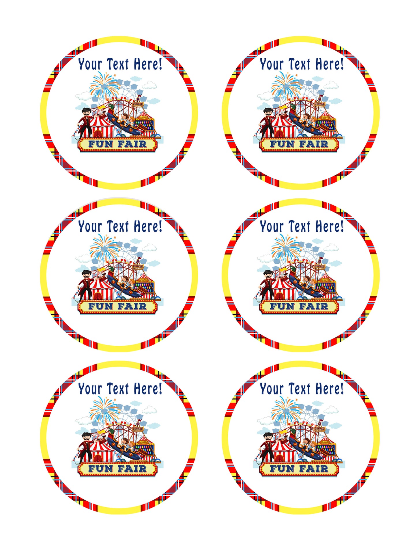 Fun Fair Rides - Edible Cake Topper, Cupcake Toppers, Strips
