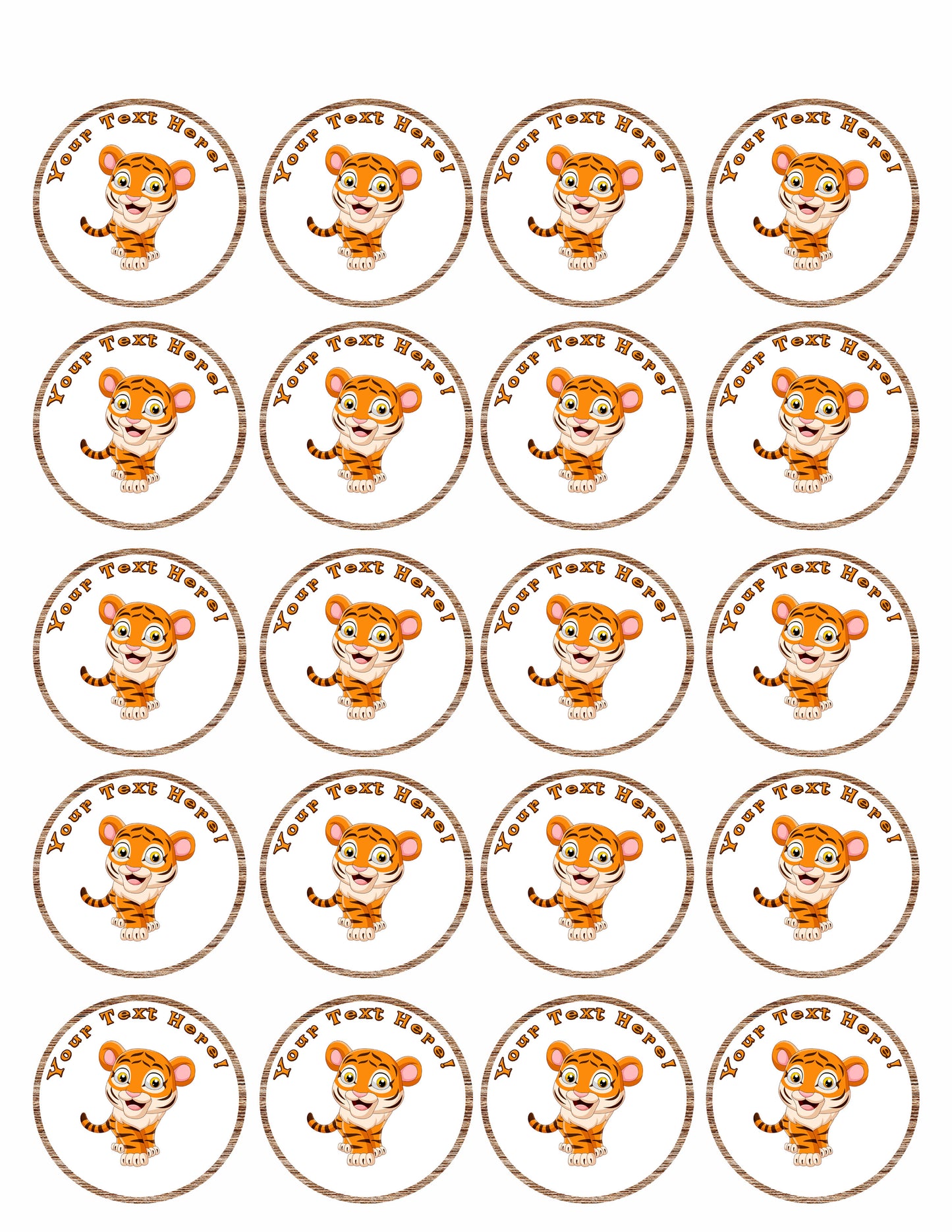 Funny Baby Tiger - Edible Cake Topper, Cupcake Toppers, Strips