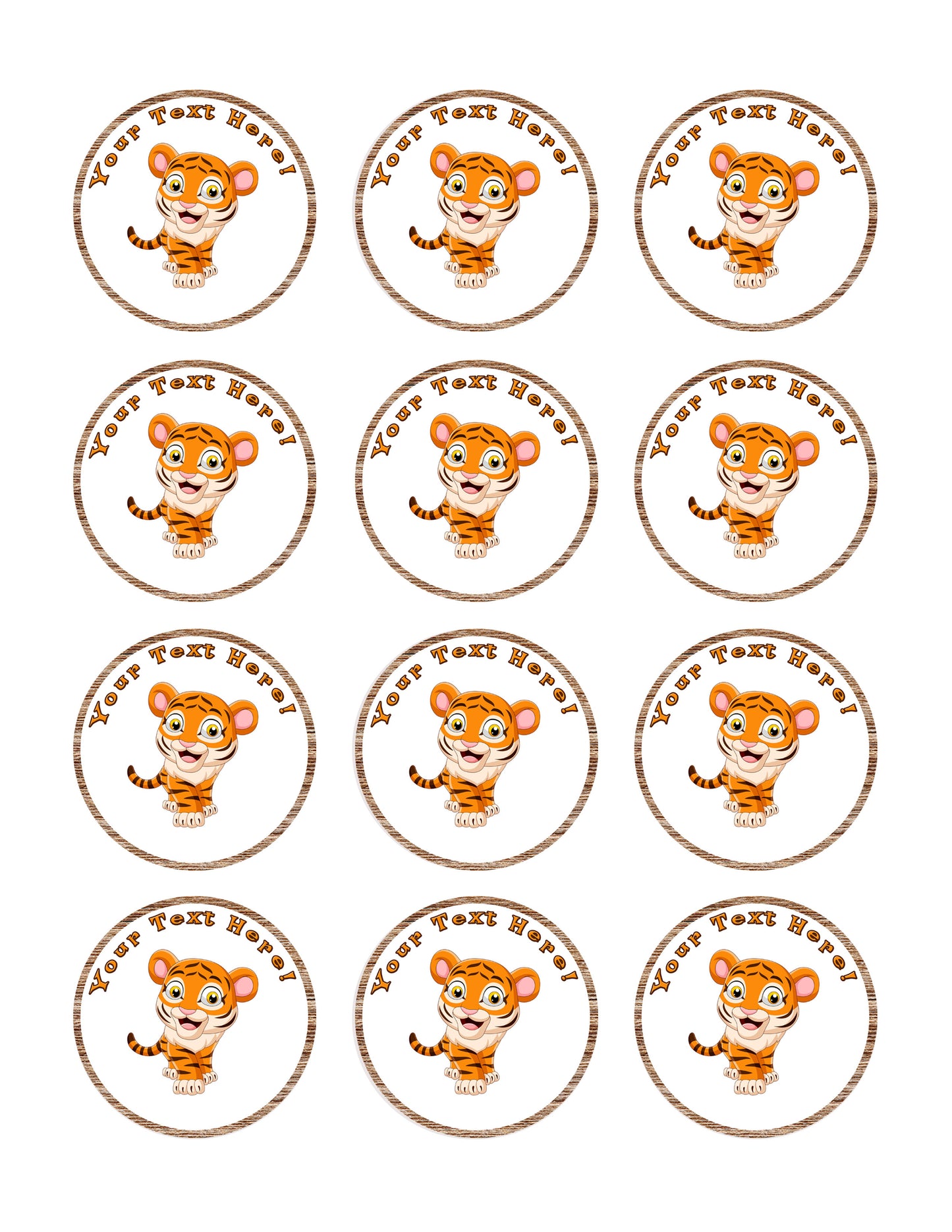 Funny Baby Tiger - Edible Cake Topper, Cupcake Toppers, Strips