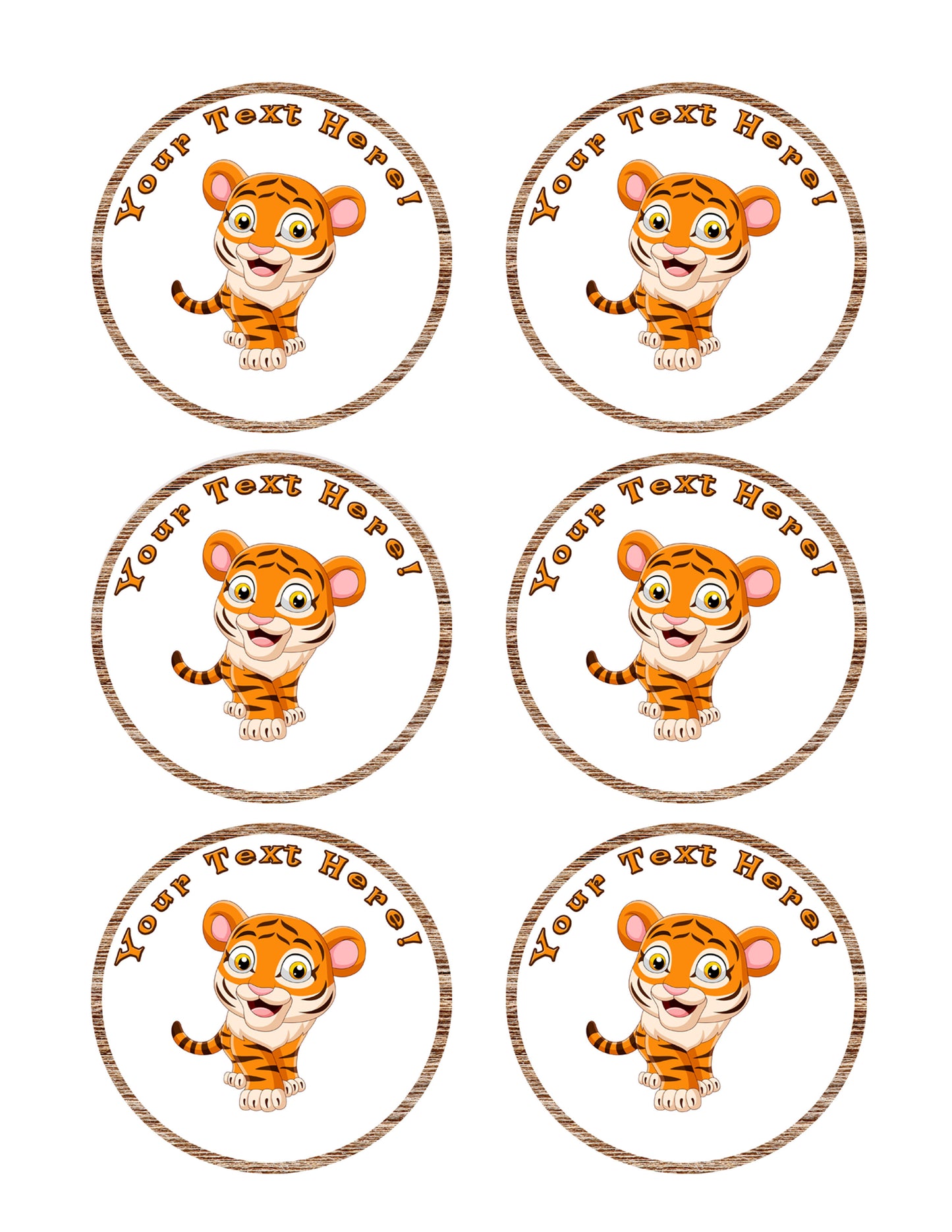 Funny Baby Tiger - Edible Cake Topper, Cupcake Toppers, Strips
