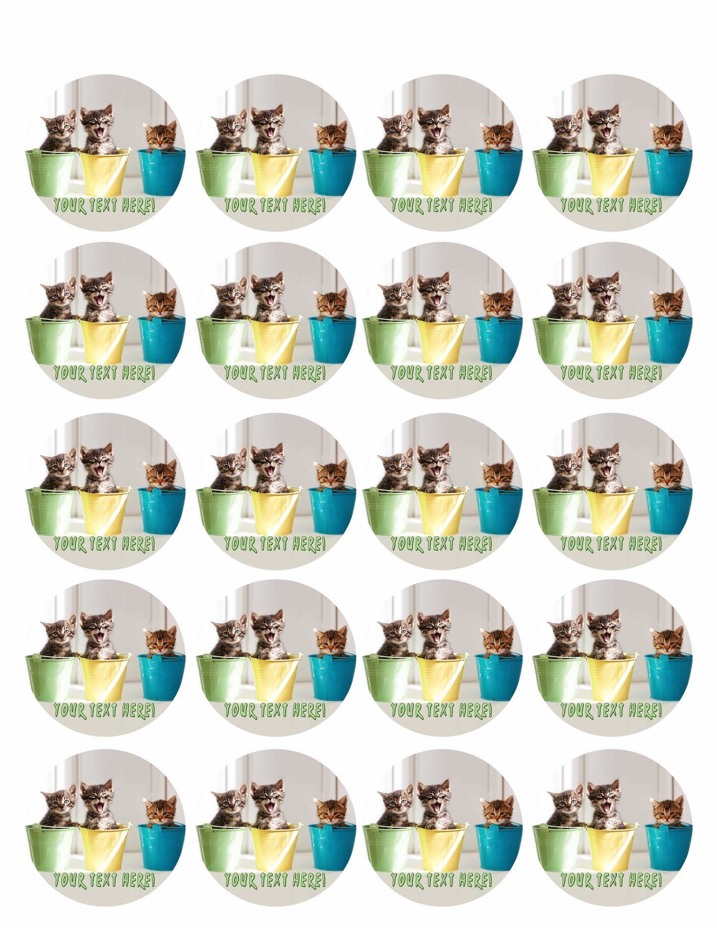 Funny Kittens - Edible Cake Topper, Cupcake Toppers, Strips