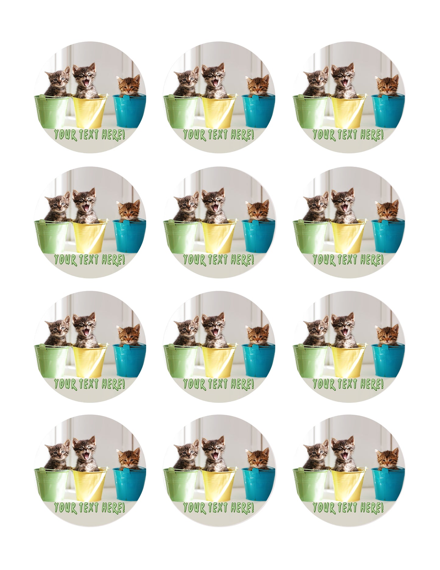 Funny Kittens - Edible Cake Topper, Cupcake Toppers, Strips