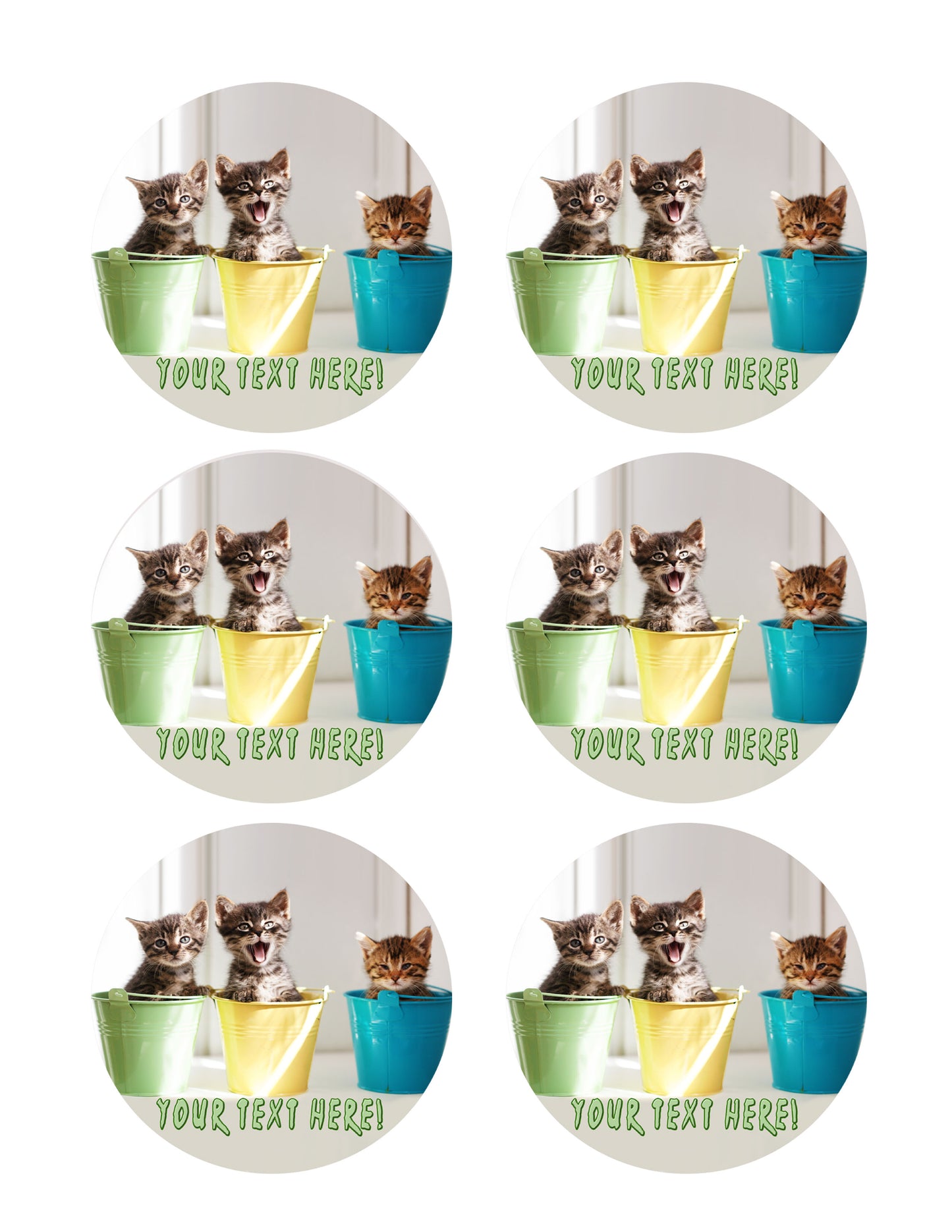 Funny Kittens - Edible Cake Topper, Cupcake Toppers, Strips