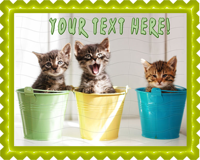 Funny Kittens - Edible Cake Topper, Cupcake Toppers, Strips