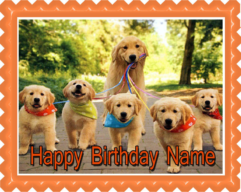 GOLDEN RETRIEVER Dog Puppy - Edible Cake Topper OR Cupcake Topper, Decor