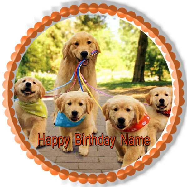GOLDEN RETRIEVER Dog Puppy - Edible Cake Topper OR Cupcake Topper, Decor