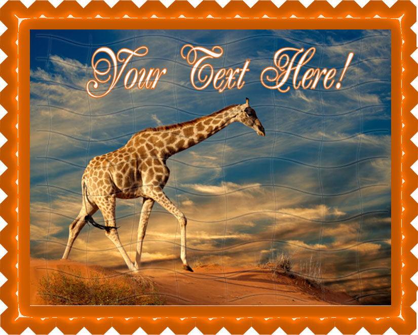 Giraffe on Sand Dune - Edible Cake Topper, Cupcake Toppers, Strips