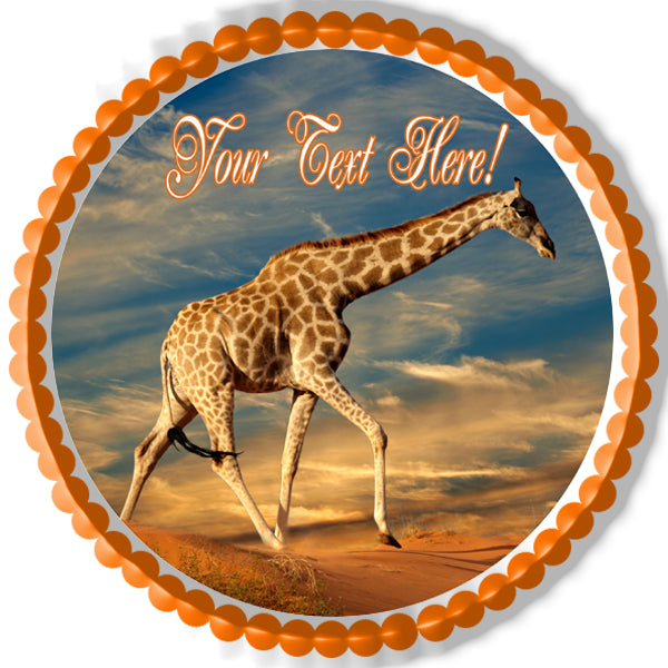 Giraffe on Sand Dune - Edible Cake Topper, Cupcake Toppers, Strips