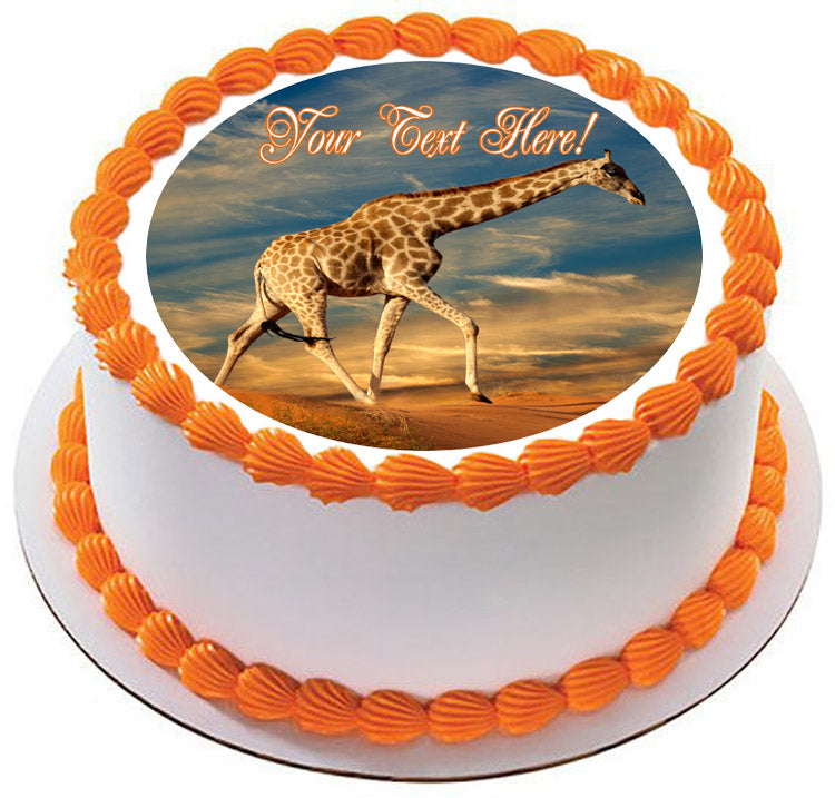 Giraffe on Sand Dune - Edible Cake Topper, Cupcake Toppers, Strips