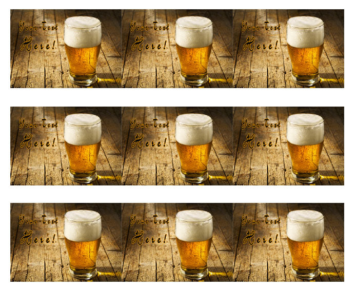Glass of Beer on Wooden Table - Edible Cake Topper, Cupcake Toppers, Strips
