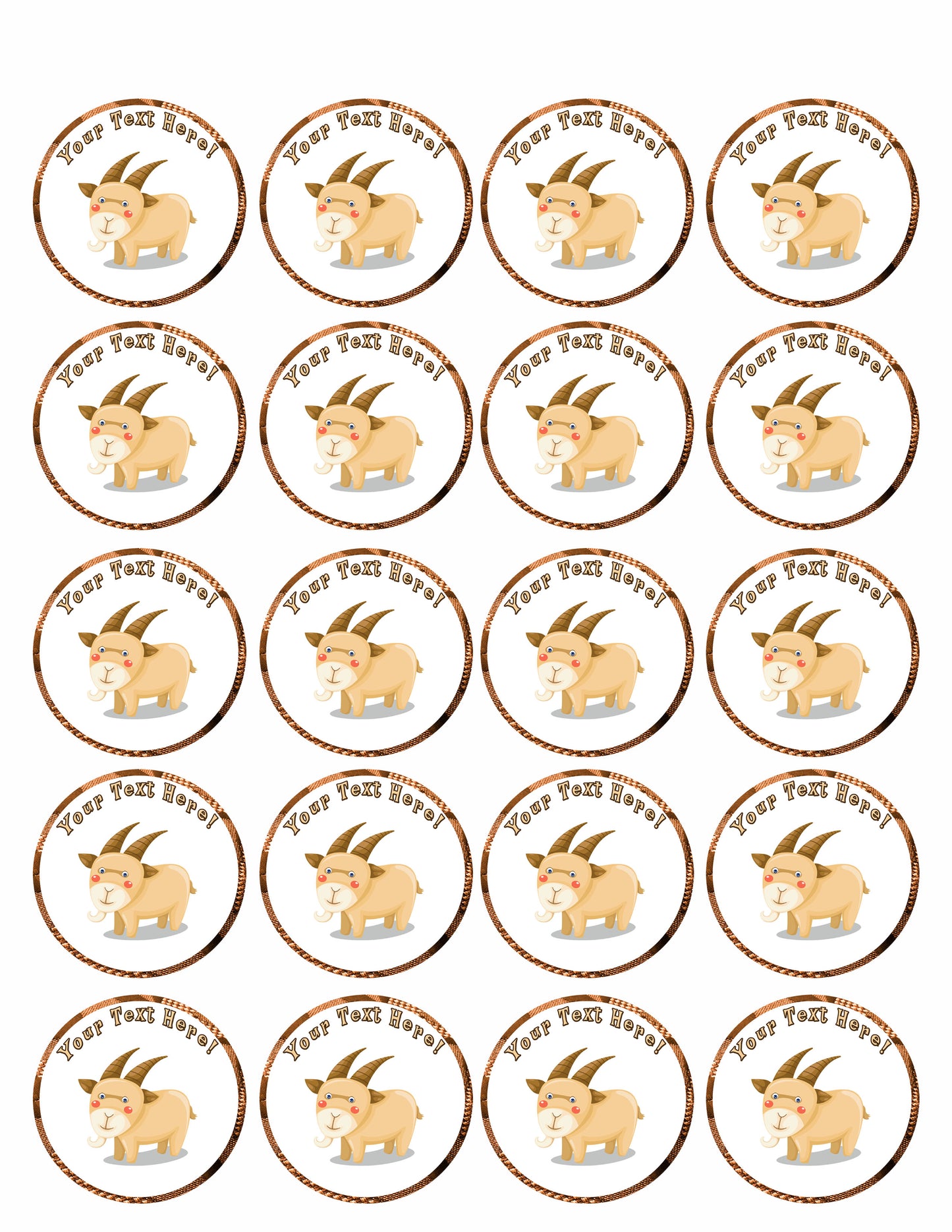 Goat - Edible Cake Topper, Cupcake Toppers, Strips