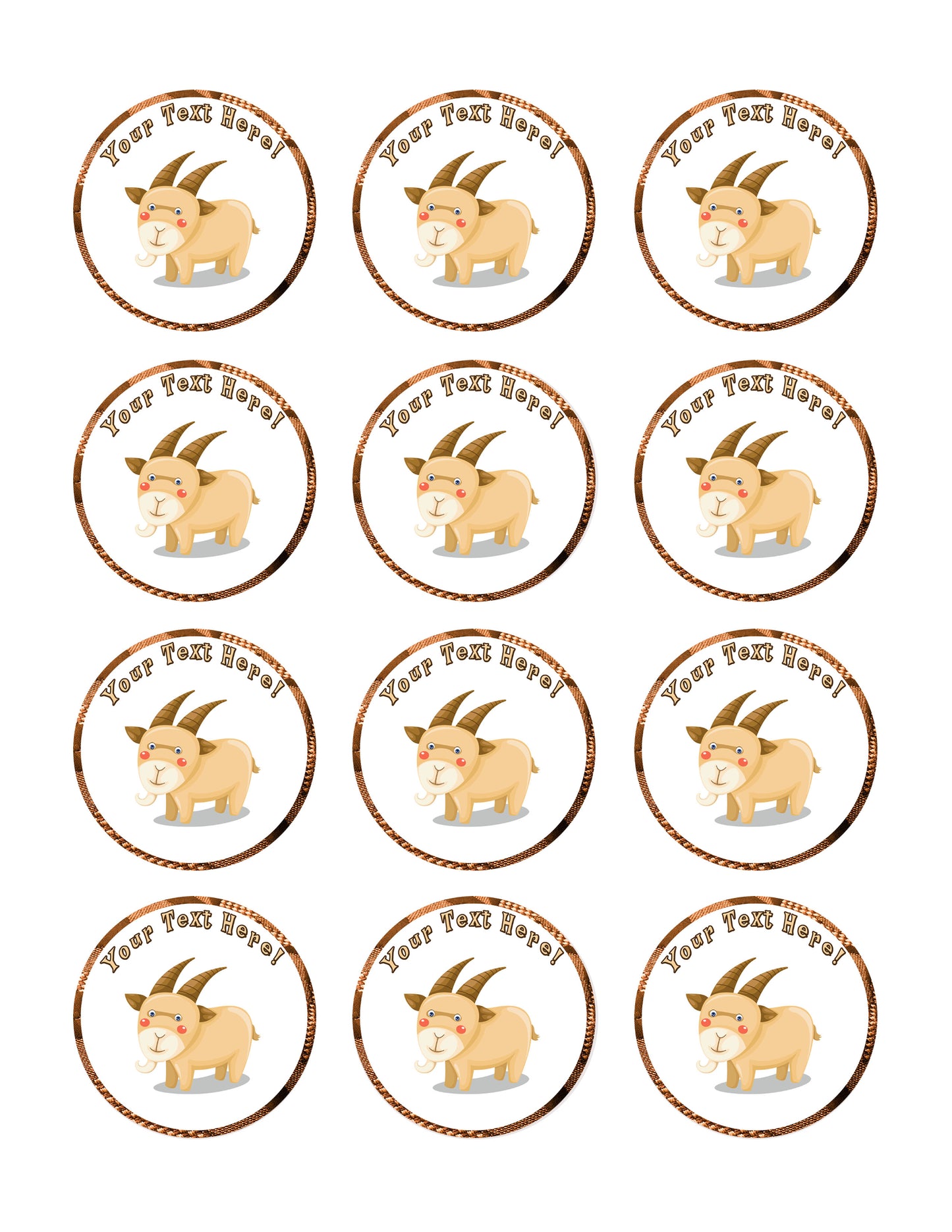 Goat - Edible Cake Topper, Cupcake Toppers, Strips