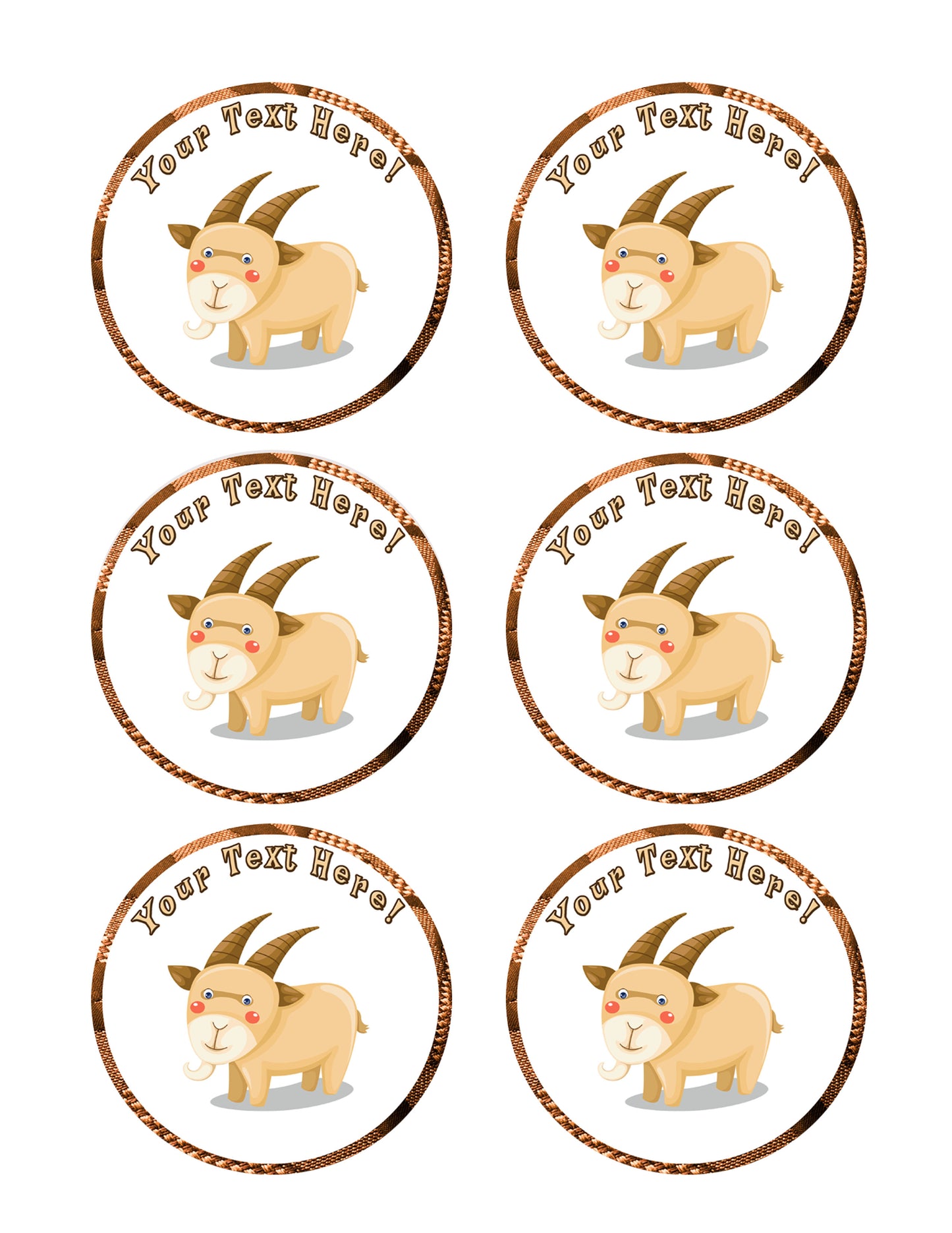 Goat - Edible Cake Topper, Cupcake Toppers, Strips