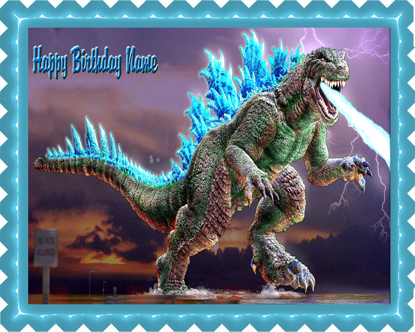 Godzilla 2 Edible Birthday Cake Topper OR Cupcake Topper, Decor - Edible Prints On Cake (Edible Cake &Cupcake Topper)