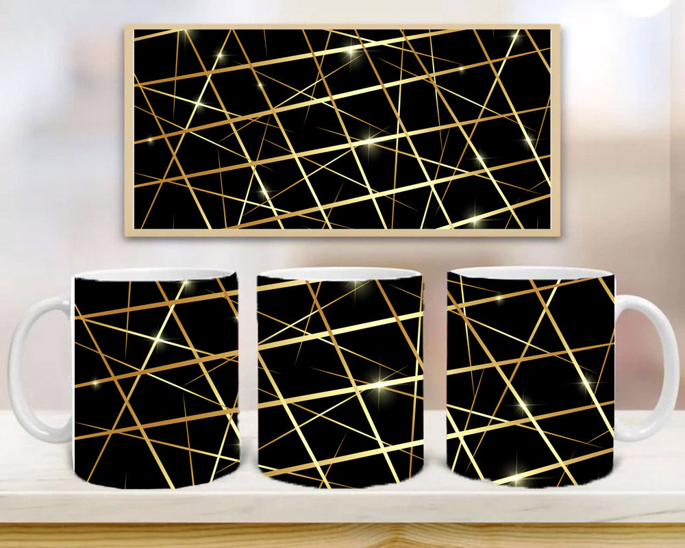 Golden Chaotic Lines Mug, Birthday Gift, Custom Mug Gift for Mom, Anniversary Gift for Her/Him, Valentine's day gifts