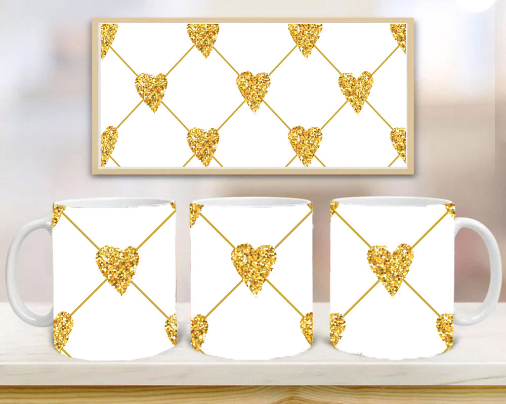 Golden Heart Glitter Mug, Birthday Gift, Custom Mug Gift for Mom, Anniversary Gift for Her/Him, Valentine's day gifts