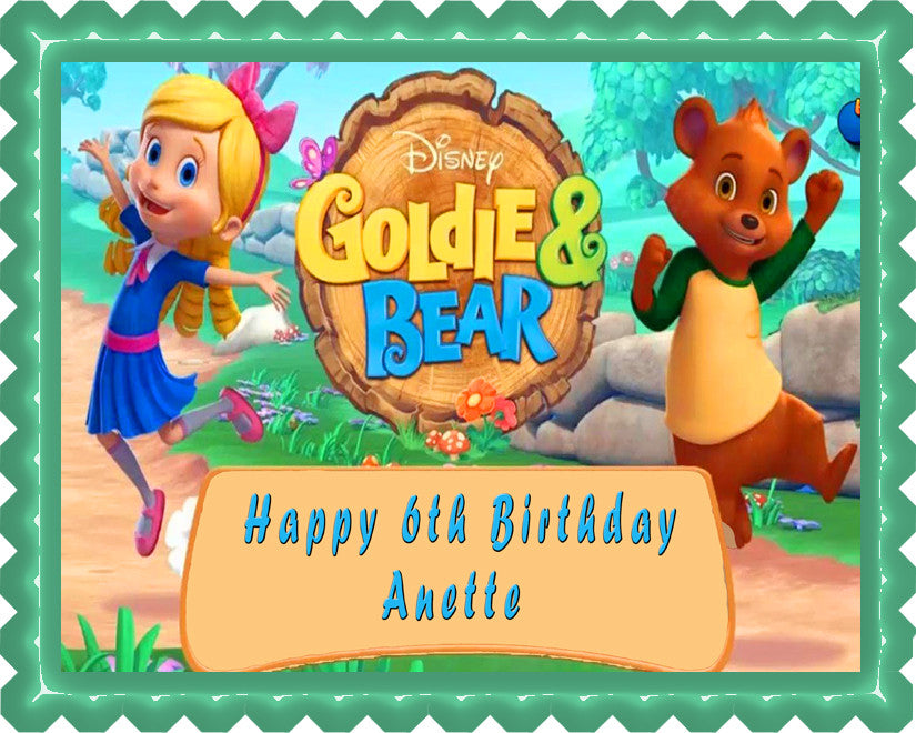 Goldie & Bear 1 Edible Birthday Cake Topper OR Cupcake Topper, Decor - Edible Prints On Cake (Edible Cake &Cupcake Topper)