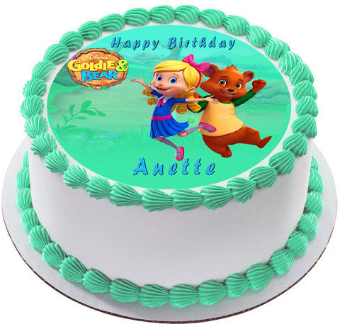 Goldie & Bear 1 Edible Birthday Cake Topper OR Cupcake Topper, Decor - Edible Prints On Cake (Edible Cake &Cupcake Topper)