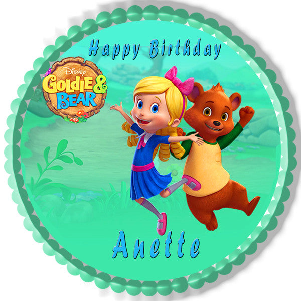 Goldie & Bear 1 Edible Birthday Cake Topper OR Cupcake Topper, Decor - Edible Prints On Cake (Edible Cake &Cupcake Topper)