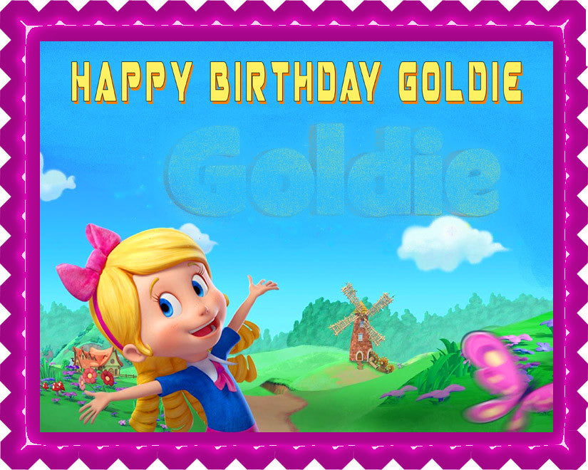 Goldie & Bear 2 Edible Birthday Cake Topper OR Cupcake Topper, Decor - Edible Prints On Cake (Edible Cake &Cupcake Topper)