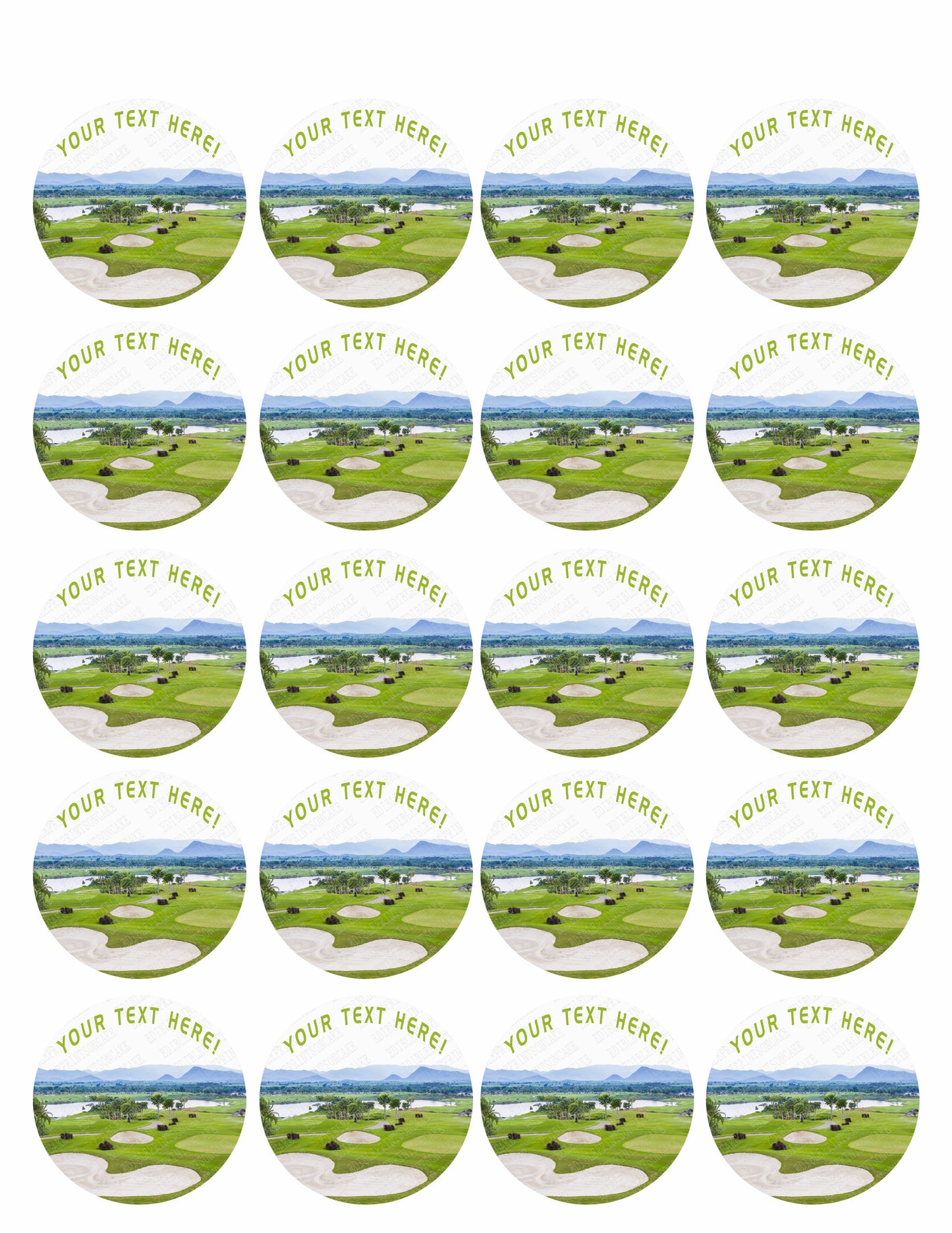 Golf - Edible Cake Topper, Cupcake Toppers, Strips