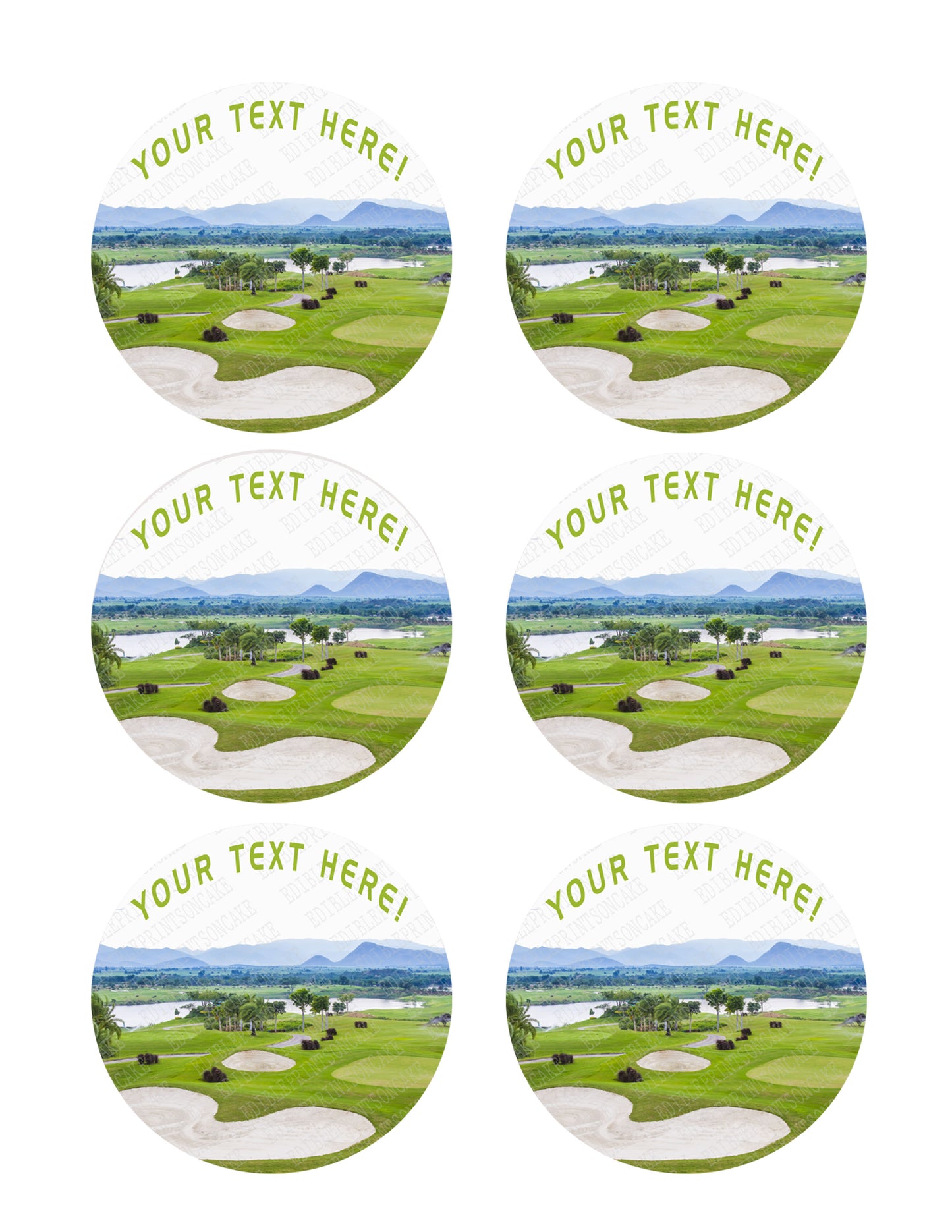 Golf - Edible Cake Topper, Cupcake Toppers, Strips