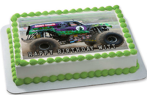 GRAVE DIGGER Monster Truck - Edible Cake Topper OR Cupcake Topper, Decor