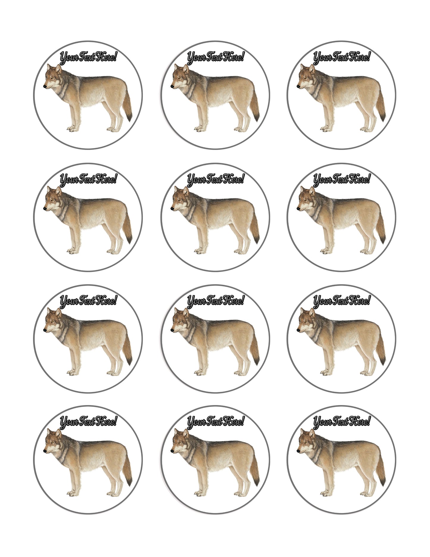 Gray Wolf - Edible Cake Topper OR Cupcake Topper, Decor