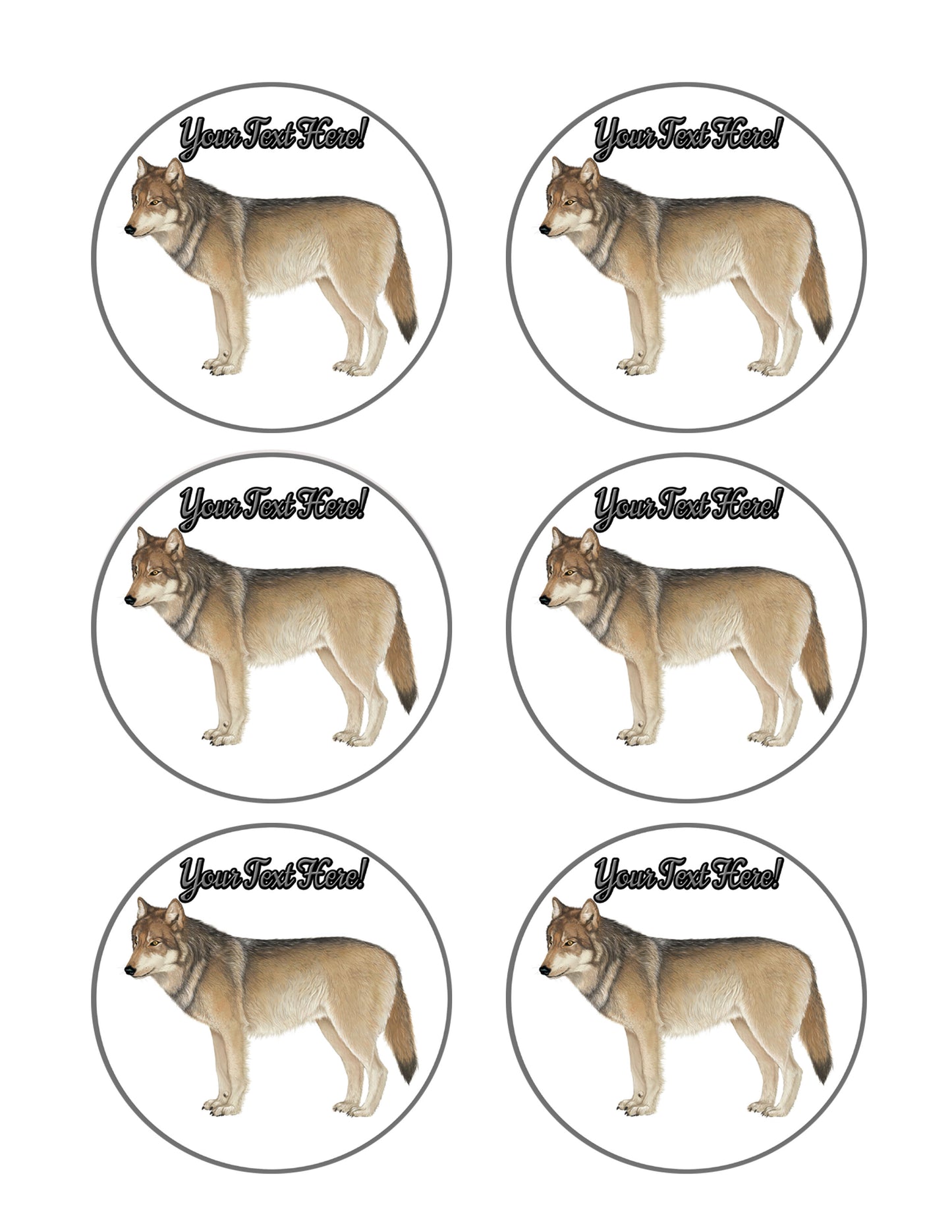 Gray Wolf - Edible Cake Topper OR Cupcake Topper, Decor