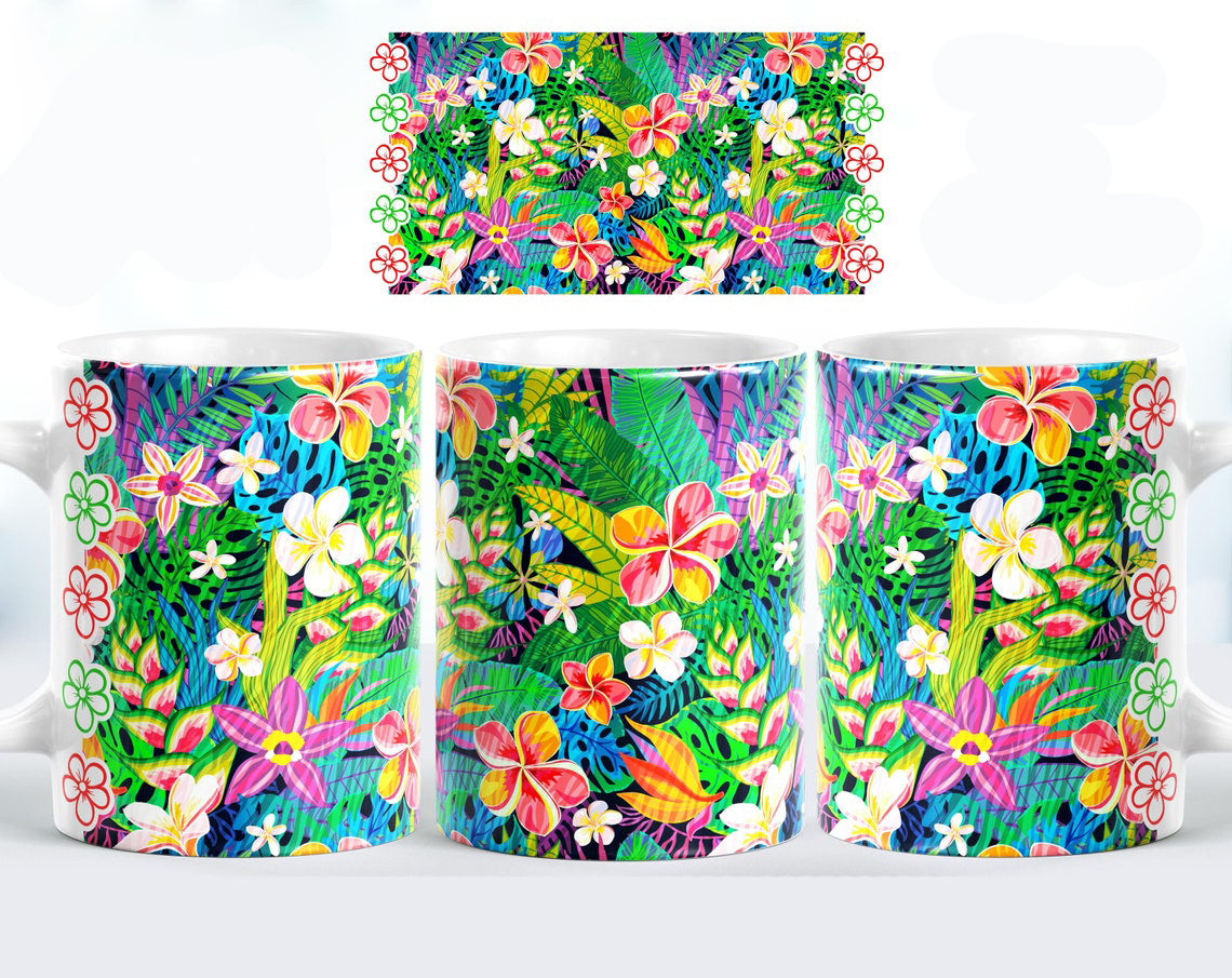 Green Floral Mug, Birthday Gift, Custom Mug Gift for Mom, Anniversary Gift for Her/Him, Valentine's day gifts