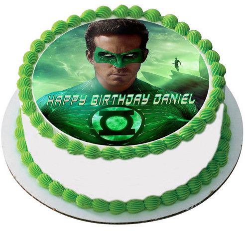 Green Lantern Edible Birthday Cake Topper OR Cupcake Topper, Decor - Edible Prints On Cake (Edible Cake &Cupcake Topper)
