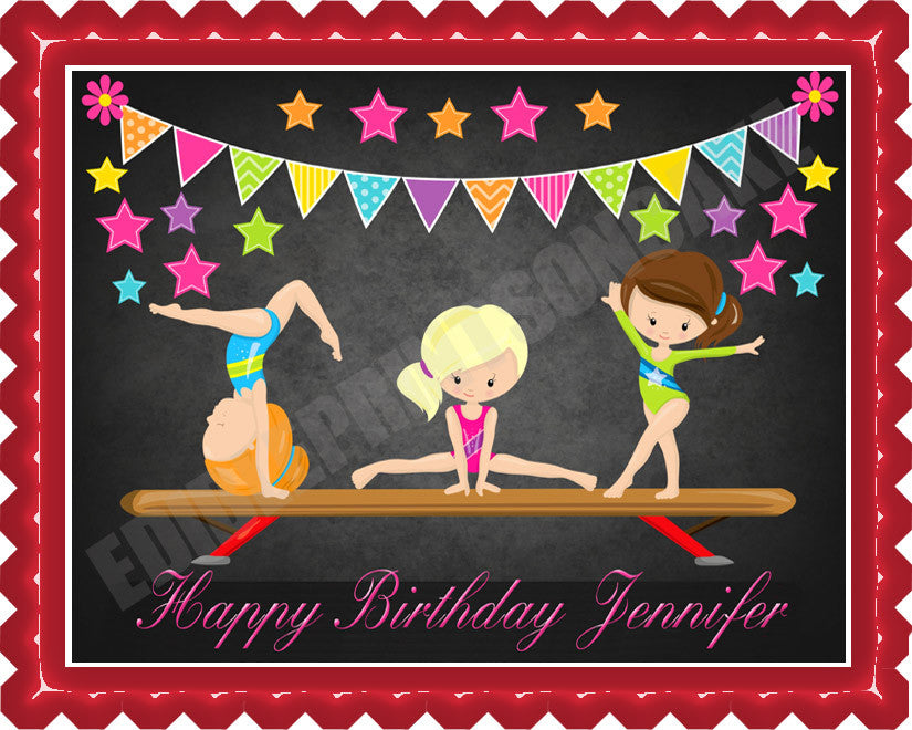 Gymnastics Girls - Edible Cake Topper OR Cupcake Topper, Decor