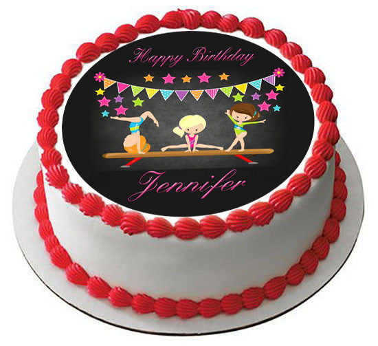 Gymnastics Girls - Edible Cake Topper OR Cupcake Topper, Decor