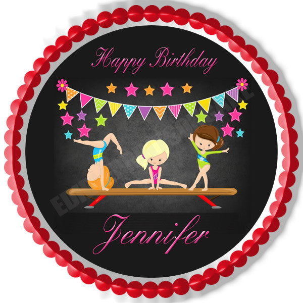 Gymnastics Girls - Edible Cake Topper OR Cupcake Topper, Decor