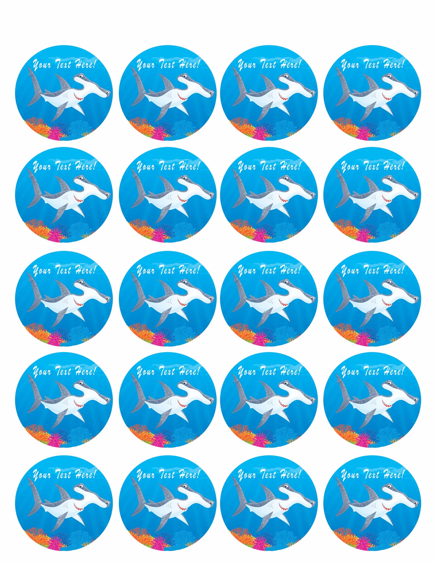 Hammer Headed Shark - Edible Cake Topper, Cupcake Toppers, Strips