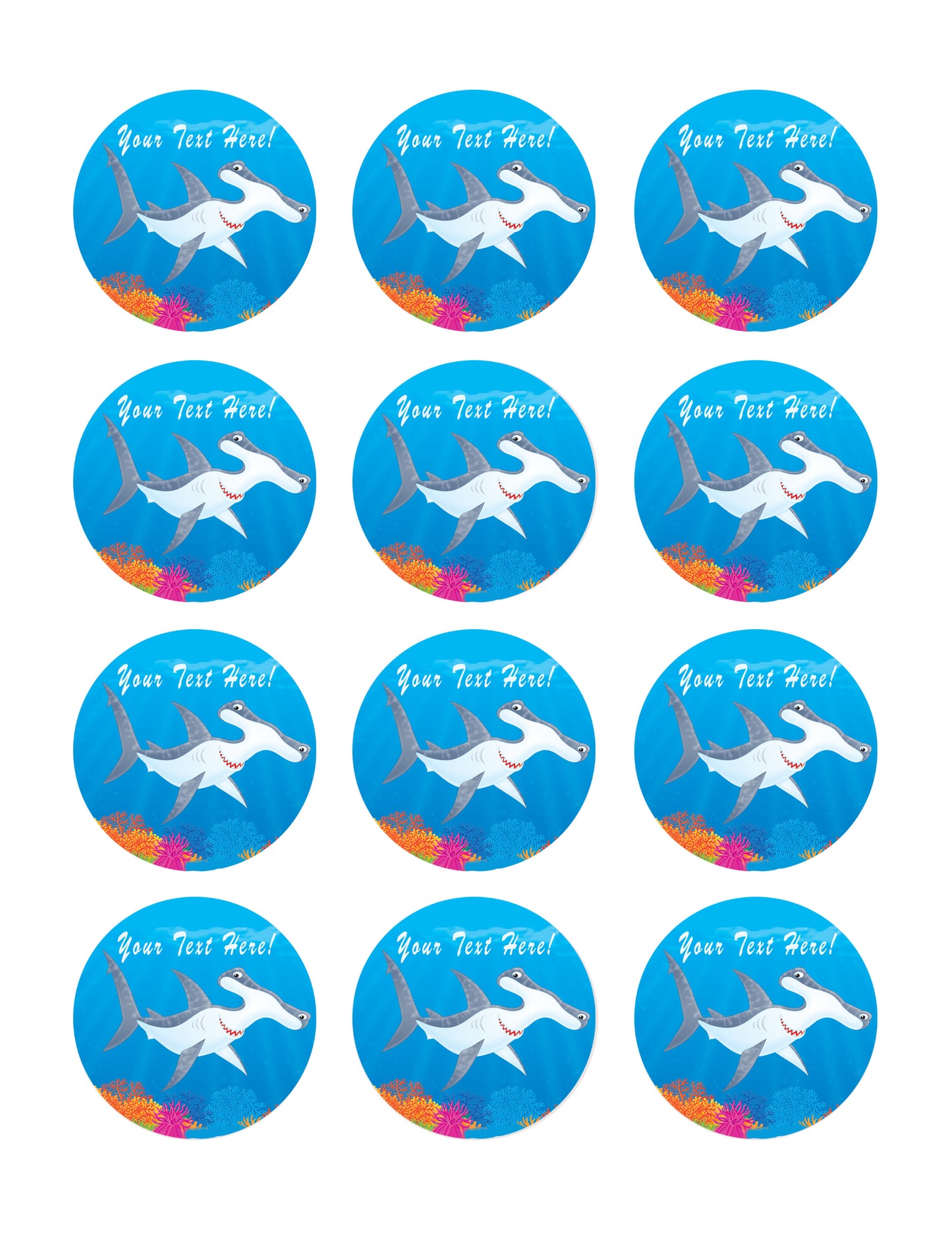 Hammer Headed Shark - Edible Cake Topper, Cupcake Toppers, Strips