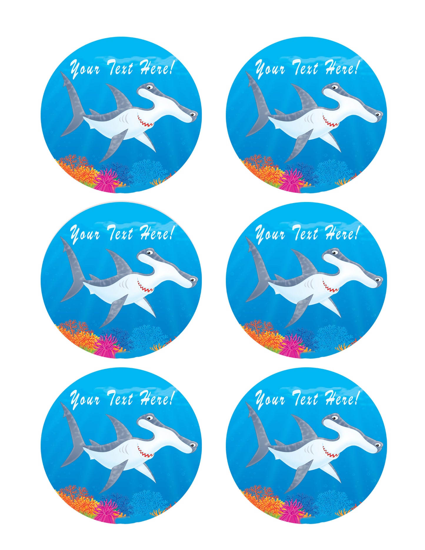 Hammer Headed Shark - Edible Cake Topper, Cupcake Toppers, Strips