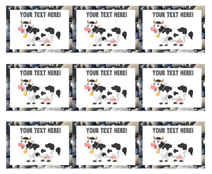 Happy Cow - Edible Cake Topper, Cupcake Toppers, Strips