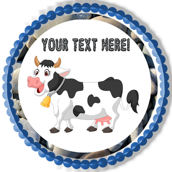 Happy Cow - Edible Cake Topper, Cupcake Toppers, Strips