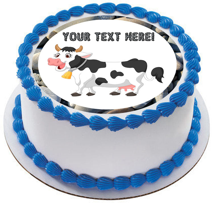 Happy Cow - Edible Cake Topper, Cupcake Toppers, Strips