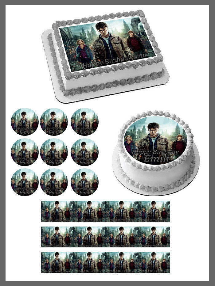 Harry Potter Edible Birthday Cake Topper OR Cupcake Topper, Decor - Edible Prints On Cake (Edible Cake &Cupcake Topper)