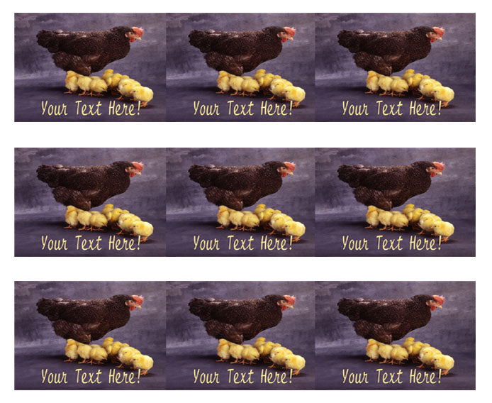 Hen and Small Chickens - Edible Cake Topper, Cupcake Toppers, Strips